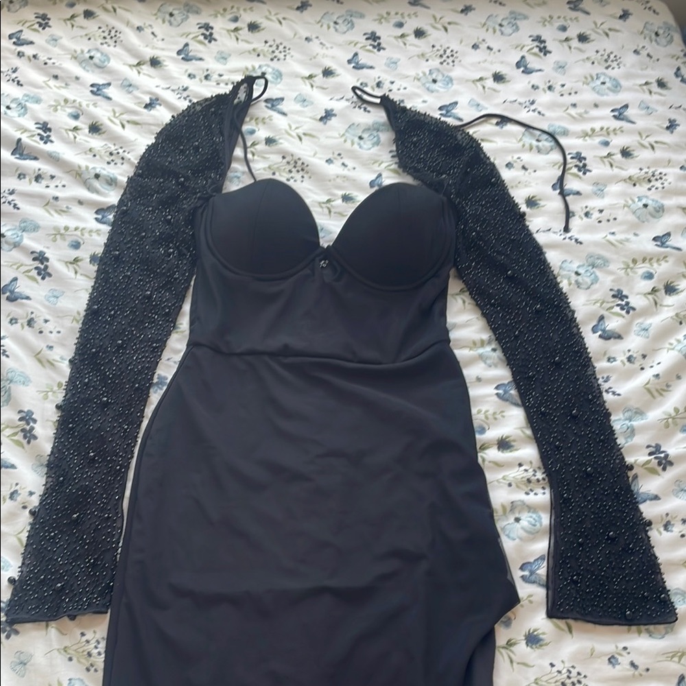 Elegant Black Beaded Dress